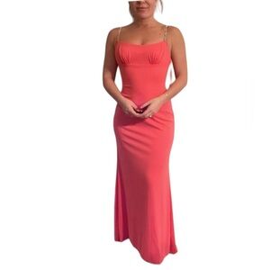 Jovani Pink Gown with Sequin Straps